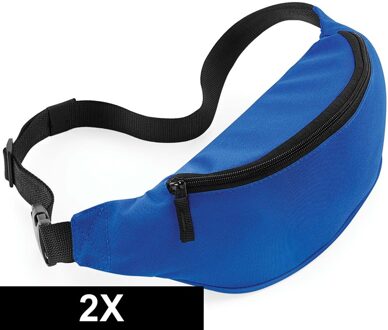 Bagbase 2x Heuptasje/buideltasje blauw 38 cm - festivaltasjes