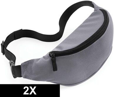 Bagbase 2x Heuptasjes/buideltasjes grijs 38 cm - festivaltasjes