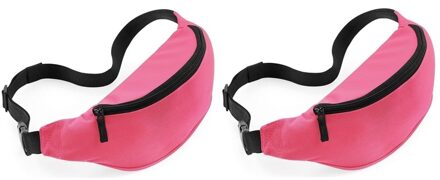 Bagbase 2x Heuptasjes/buideltasjes midden roze 38 cm - Festivaltasjes