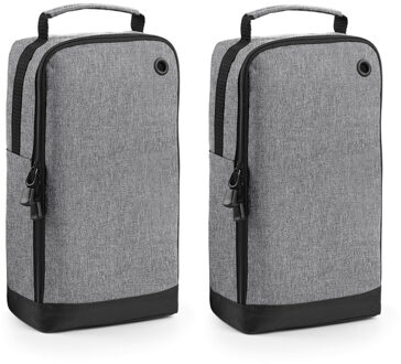 Bagbase 2x stuks grijze schoenentas/reistas 8 liter 35 x 19 x 12 cm - Reistas (volwassen) Grijs