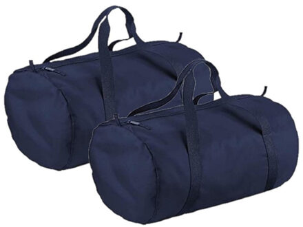 Bagbase 3x stuks navy blauwe ronde polyester reistas/sporttas/weekendtas 32 liter