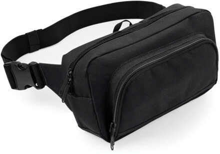 Bagbase heuptas/fanny pack zwart polyester groot formaat met verstelbare riem - Heuptassen