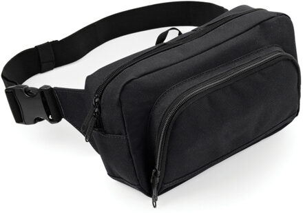 Bagbase heuptas/fanny pack zwart polyester groot formaat met verstelbare riem