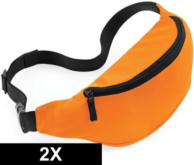 Bagbase Heuptasje/buideltasje - 2x - oranje - 38 cm - festivaltasjes - Reis/vakantie/wandel tasje