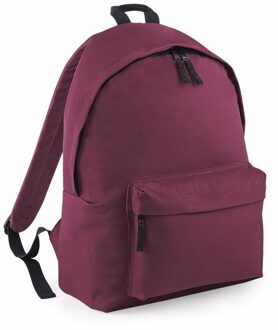 Bagbase Hippe Rugtas Met Voorvak Bordeaux Rood - Rugzak Voor Onderweg - Backpack - Schooltas