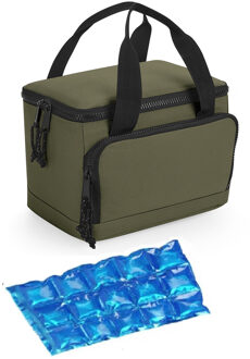 Bagbase Kleine koeltas/lunch tas - incl. koelelement - 24 x 17 x 17 cm - 2 vakken - military groen