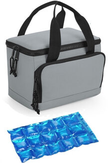 Bagbase Koeltas/lunch tas - incl koelelement - klein model - 24 x 17 x 17 cm - 2 vakken - grijs/zwart