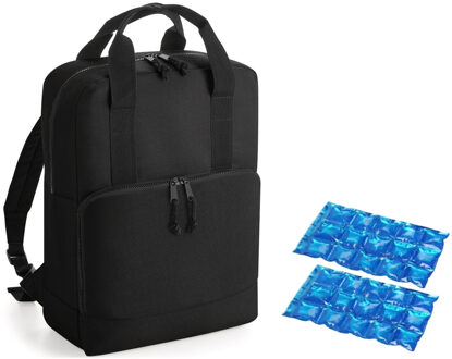 Bagbase Koeltas rugtas/rugzak zwart met 2 stuks flexibele koelelementen 16 liter