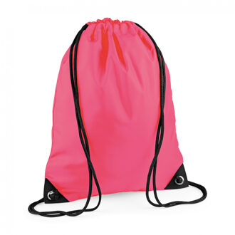 Bagbase Nylon sport/zwemmen gymtas met rijgkoord - 45 x 34 cm - fluoriserend roze - Kinder tasjes - 12L - Gymtasje - zwemtasje