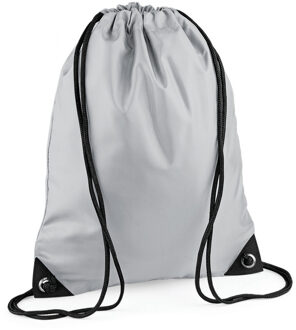 Bagbase Nylon sport/zwemmen gymtas met rijgkoord - 45 x 34 cm - lichtgrijs - Kinder tasjes - 12L - Gymtasje - zwemtasje