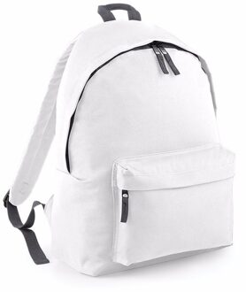 Bagbase Rugtas - wit - 18L - 42 x 31 cm - schooltas met voorvak - rugzak