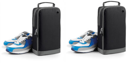 Bagbase schoenentas 8 liter - 2x stuks - zwart - 35 x 19 x 12 cm - Reis opbergtas