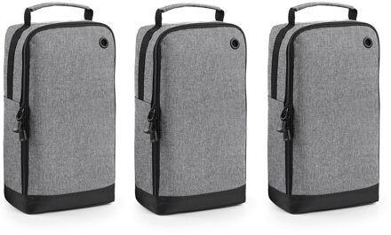 Bagbase schoenentas 8 liter - 3x stuks - grijs - 35 x 19 x 12 cm - Reis opbergtas