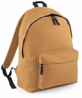 Bagbase School/sport rugtas met voorvak - caramel bruin - Rugzak vrije tijd - Schooltas - Gymtas - 18 Liter - Rugzak