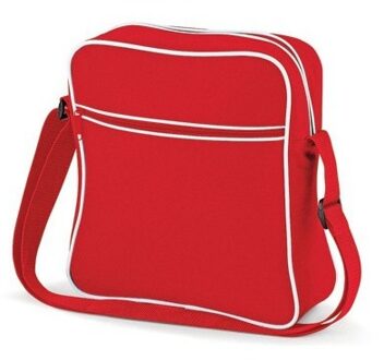 Bagbase Schoudertas met voorvakje rood/wit 30 x 28 x 10 cm - Schoudertas