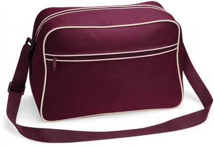 Bagbase Schoudertas Retro - bordeaux rood - met rits zakken - middelgroot - 40 x 28 x 18 cm - 18L