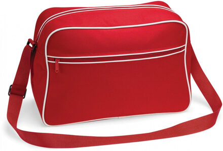 Bagbase Schoudertas Retro - rood - polyester - met rits zakken - middelgroot - 40 x 28 x 18 cm - 18L - Schoudertas