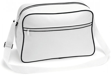 Bagbase Schoudertas Retro - wit - met rits zakken - middelgroot - 40 x 28 x 18 cm - 18L