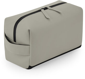 Bagbase Toilettas/make-up tas Monaco - lederlook - mat beige - 25 x 12 x 15 cm - Toilettassen