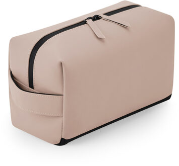 Bagbase Toilettas/make-up tas Monaco - lederlook - mat roze - 25 x 12 x 15 cm - Toilettassen