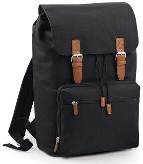 Bagbase Vintage rugzak/rugtas - 49 x 30 x 17 cm - Schooltas - Laptoptas/boekentas - zwart Multi