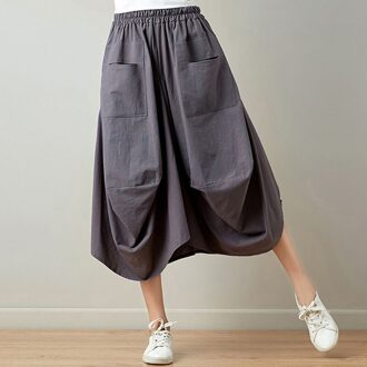 Baggy Harembroek Vrouwen Causale Hippie Joggers Losse Indian Lantaarn Wijde Pijpen Rok Broek Etnische India Pakistan Kleding Vrouwelijke donker grijs