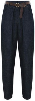 Baggy jeans met elastische taille en riem Kocca , Black , Dames - Xl,L,M,S,Xs