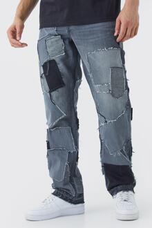 Baggy Jeans Met Versleten Patches, Charcoal - 26R