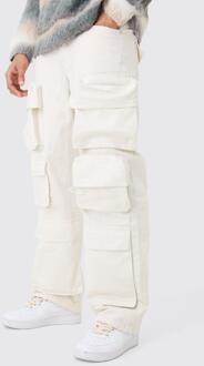 Baggy Rigid 3D Cargo Pocket Overdyed Jeans In Ecru, Ecru - 36R