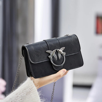 Bags for Women Luxury PU Leather Flap Swallow Bag Messenger Purses and Handbags Designer Metal Chains Shoulder Crossbody New