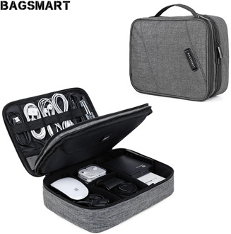 BAGSMART Travel Electronics Accessories Bag Double Layer Organizer Storage Bag for iPad Charger Kindle Data Cable USB Earphone