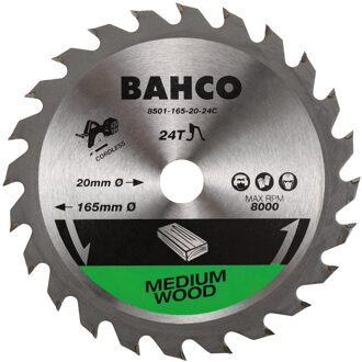 Bahco Cirkelzaagblad | hardmetaal tanden | voor snoerloze machines | voor hout | 24 TPI | 10 mm x 136 mm - 8501-136-10-24C