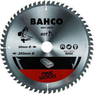 Bahco Cirkelzaagblad | hardmetaal tanden | voor verstekzagen | voor hout | 60 TPI | 30 mm x 260 mm - 8501-260-60SW