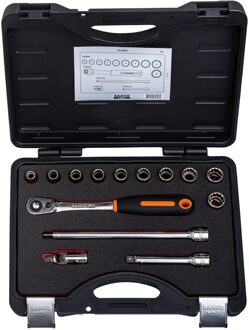 Bahco Doppenset 1/2" | slanke ratel | twaalfkant | metrisch - 14-delig - koffer - 7814DS