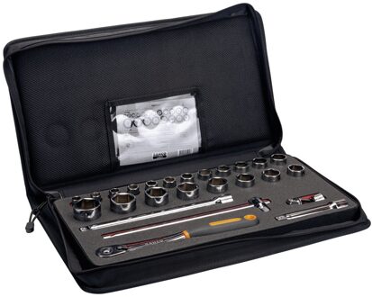 Bahco Doppenset 1/2" | slanke ratel | zeskant | metrisch - 25-delig - koffer - 7825SST