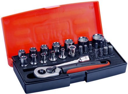 Bahco Doppenset 1/4" | zeskant | inch-maten | inclusief bits en bithouder - 25-delig - koffer - SL25AF
