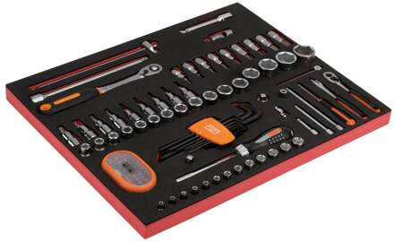 Bahco Fit&Go 3/3 foam inlay met 1/2" en 1/4" doppen | ratelschroevendraaier en bitset - 104-delig - FF1A051