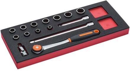 Bahco Foaminlay Fit&Go 1/3 met doppen en toebehoren 1/2" - 15-delig - FF1E2204