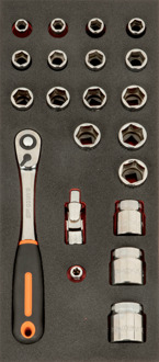 Bahco Foaminlay Fit&Go 1/3 met doppen en toebehoren 1/2" - 21-delig - retailverpakking - FF1E2214EH