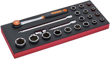 Bahco Foaminlay Fit&Go 1/3 met doppen en toebehoren 1/2" - 22-delig - FF1E2203