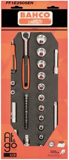 Bahco Foaminlay Fit&Go 1/3 met doppen en toebehoren 1/4" en 3/8" - 34-delig - retailverpakking - FF1E2505EH