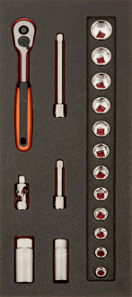 Bahco Foaminlay Fit&Go 1/3 met doppen en toebehoren 3/8" - 18-delig - retailverpakking - FF1E2106EH