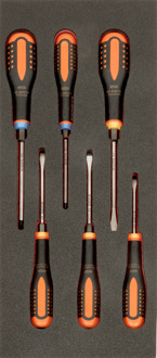 Bahco Foaminlay Fit&Go 1/3 met schroevendraaiers met doorlopende blad | ERGO | gleuf en Pozidriv - 6-delig - retailverpakking - FF1E1013EH