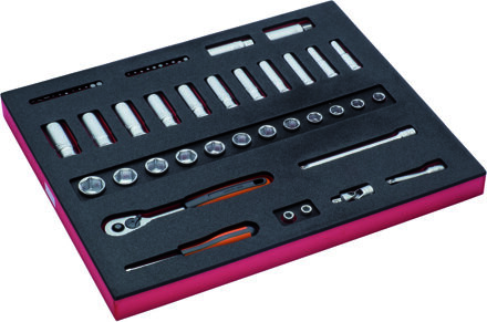 Bahco Foaminlay Fit&Go 2/3 met doppen en toebehoren 3/8" - 38-delig - FF1F2103