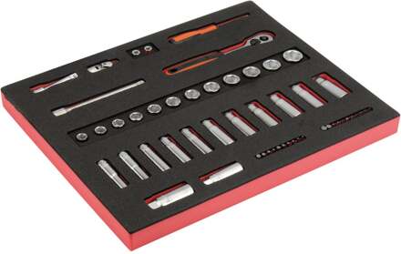 Bahco Foaminlay Fit&Go 2/3 met doppen en toebehoren en lange doppen en toebehoren 3/8" - 34-delig - FF1F2102