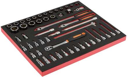 Bahco Foaminlay Fit&Go 3/3 met doppen en toebehoren 1/2" en schroevendraaierdopsleutels 1/2" - 53-delig - FF1A130