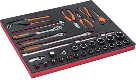 Bahco Foaminlay Fit&Go 3/3 met doppen en toebehoren 1/2" en tangen - 34-delig - FF1A146