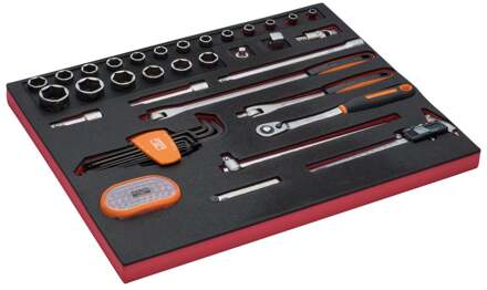 Bahco Foaminlay Fit&Go 3/3 met doppen en toebehoren 1/2" | schuifmaat en bits - 71-delig - FF1A142