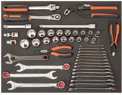 Bahco Foaminlay Fit&Go 3/3 met doppen en toebehoren 1/2" | sleutels en tangen - 46-delig - FF1A37