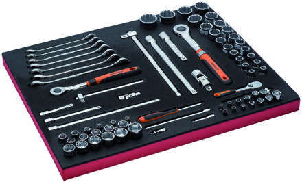 Bahco Foaminlay Fit&Go 3/3 met doppen en toebehoren 1/4" | 1/2" en 3/8" en sleutels - 75-delig - FF1A5032